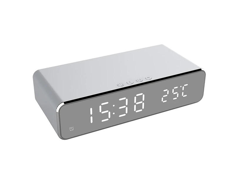 My Best Buy - Wireless Charger LED Alarm Clock, Thermometer For iPhone Huawei Xiaomi Samsung - 5W  Silver