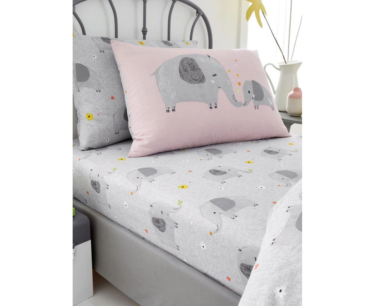 Elephant Friends Single Duvet Cover and Pillowcase Set