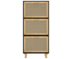 vidaXL Shoe Cabinet Black 52x25x115 cm Engineered Wood and Natural Rattan