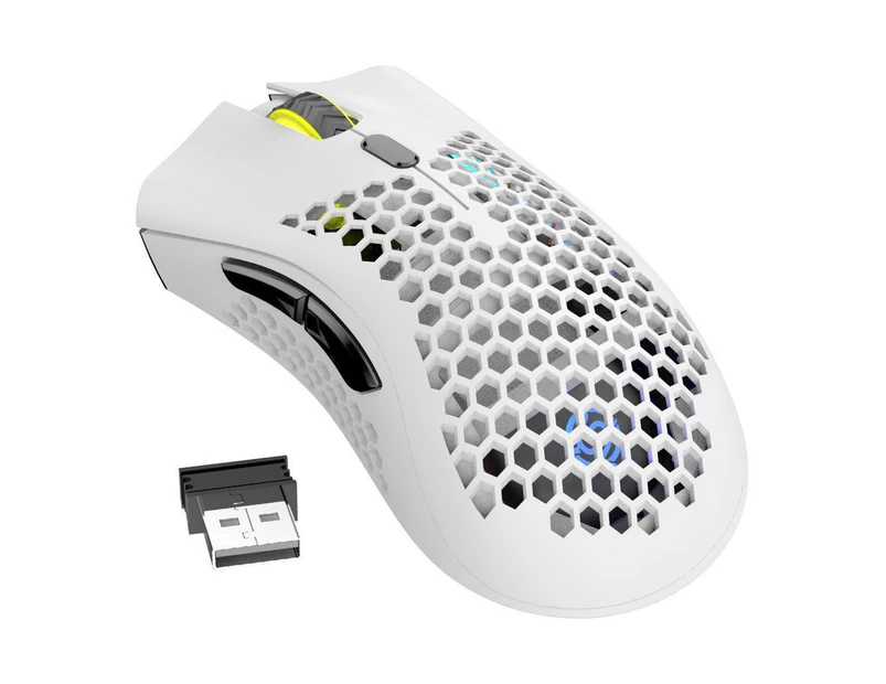 2.4GHz Honeycomb Lightweight Wireless Gaming Mouse RGB Gamer Mice for Game White