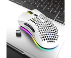 2.4GHz Honeycomb Lightweight Wireless Gaming Mouse RGB Gamer Mice for Game White