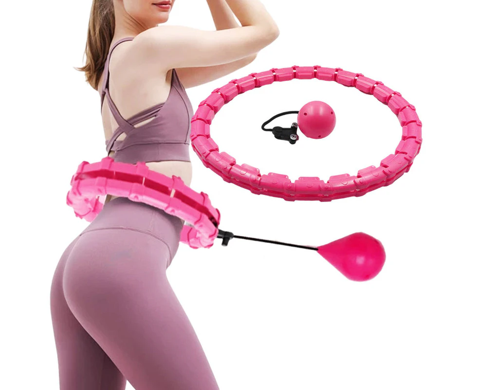 Fresh Body-Pink 24 Knots Fitness Smart Hula Hoop Detachable Weighted Hoops Lose Weight Sports