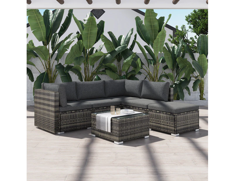 Dreamo 4 Seating Group outdoor Sofa Set with Ottoman Grey