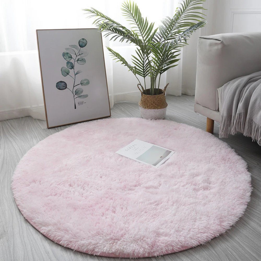 Tie Dyed Plush Round Rug Floor Soft Carpet(Pink,2XL)