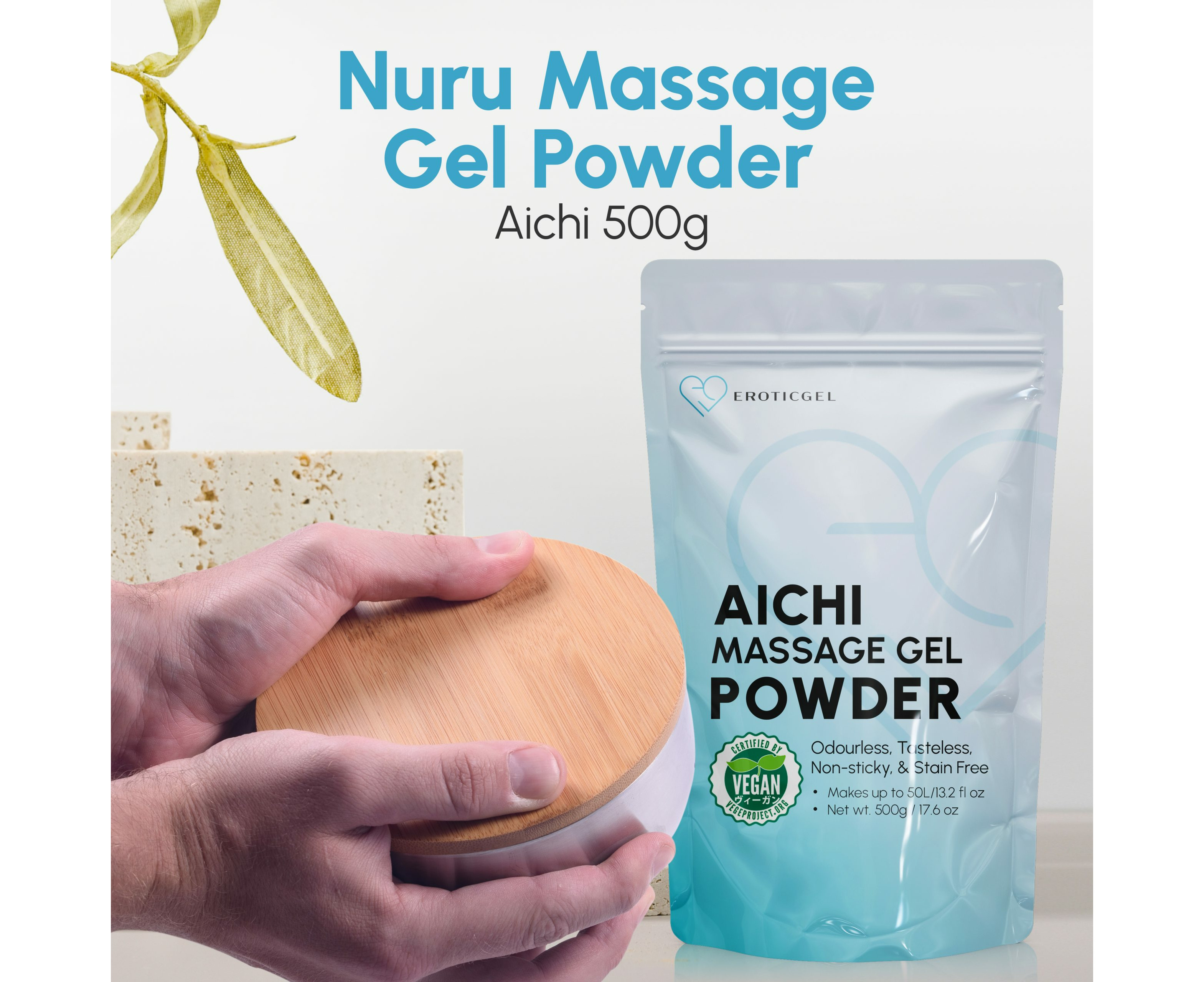 Eroticgel Nuru Massage Gel Powder - Nori Seaweed and Aloe Vera 500g - Vegan  - Makes 50L | Catch.com.au