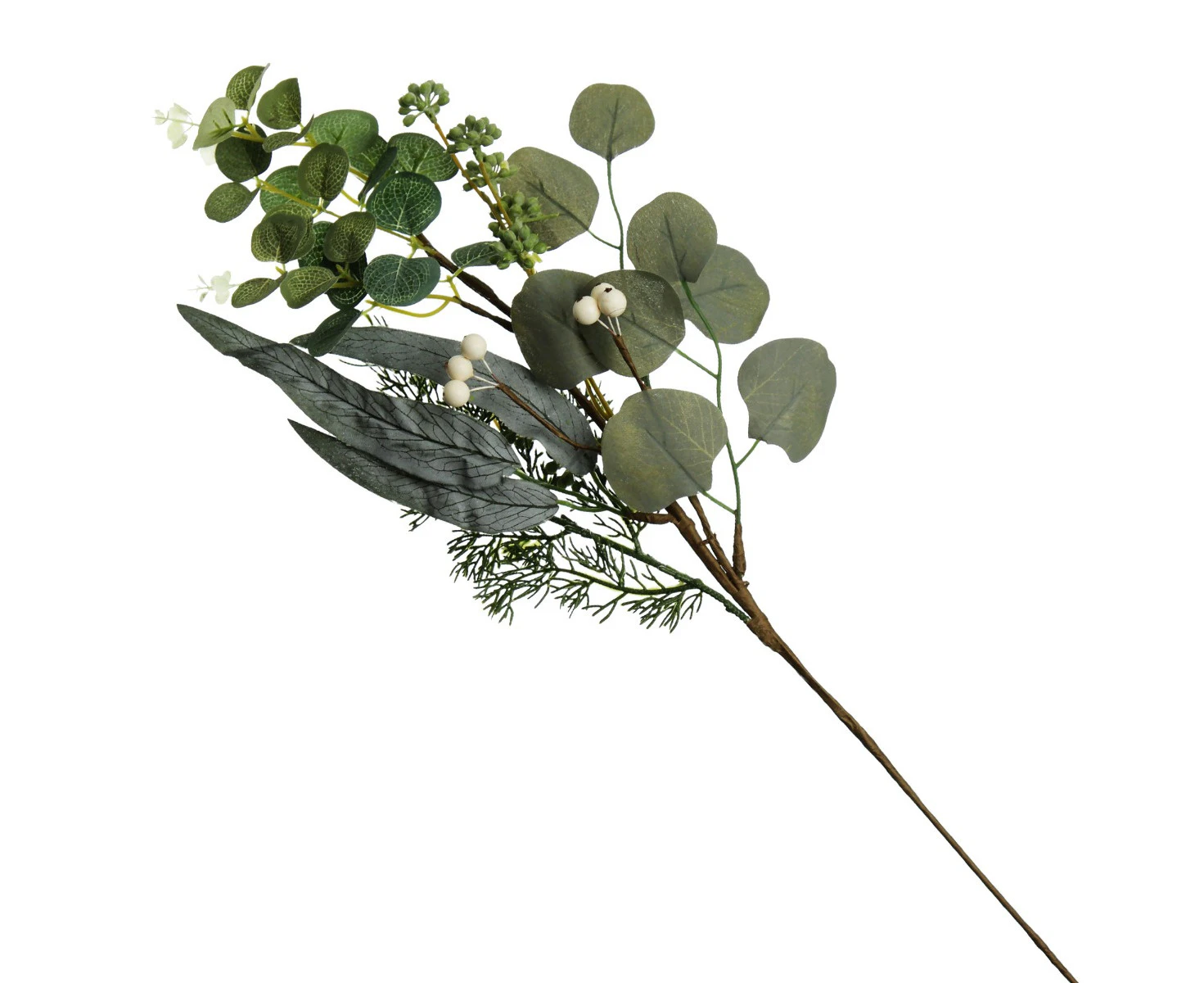 Native Eucalyptus Leaf Christmas Spray with White Berries