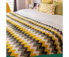 SOGA 170cm Yellow Zigzag Striped Throw Blanket Acrylic Wave Knitted Fringed Woven Cover Couch Bed Sofa Home Decor