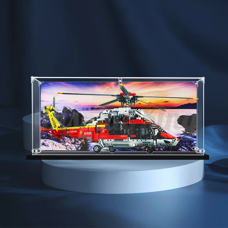 Display King - Acrylic display case with screw for LEGO(R) Airbus H175 Rescue Helicopter 42145 - With background