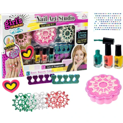 Nail Polish Set Non-Toxic Nail Art Kit- with Gems Manicure Gift Set for Kids