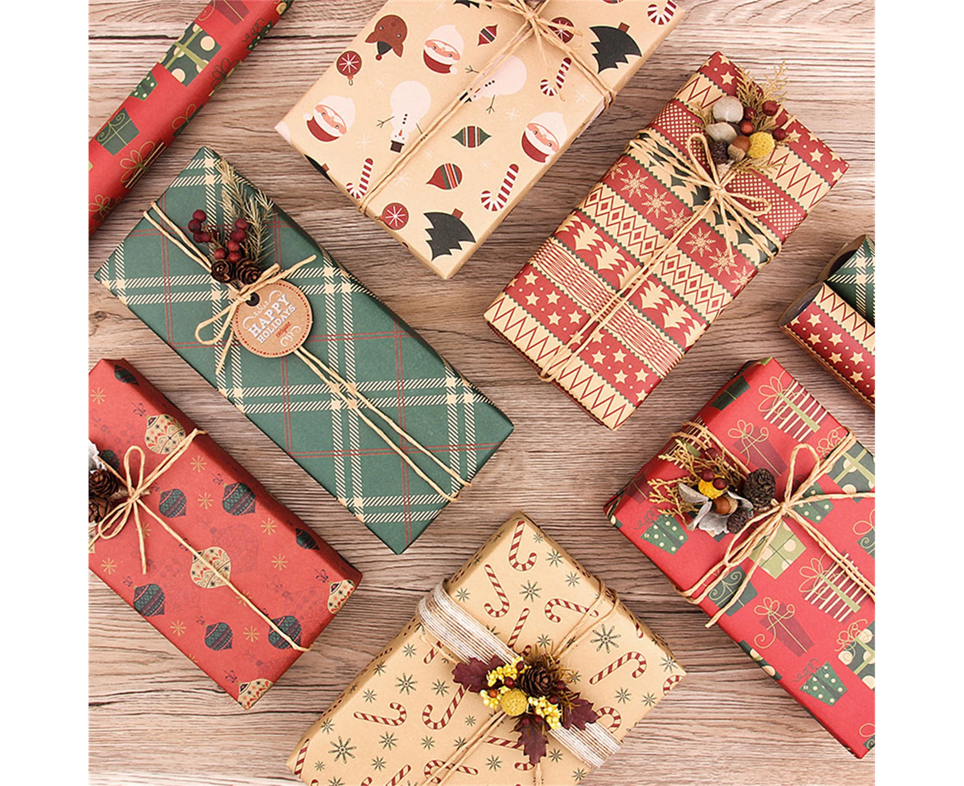 6Pcs Gift Wrapping Paper Universal Multi-function Wear Resistant Foldable Festive Wrapping Packing Paper for Christmas