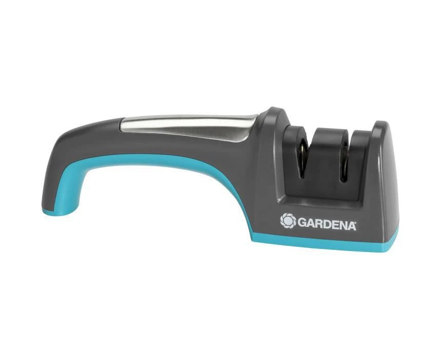 Gardena Knife and Axe Sharpener, Tools, Sharpener Axe/Knife, Black, Anthracite, Turquoise, Diamond Grit, Ergonomic Handle, 14.0 x 11.0 x 19.8 cm, 195 grams