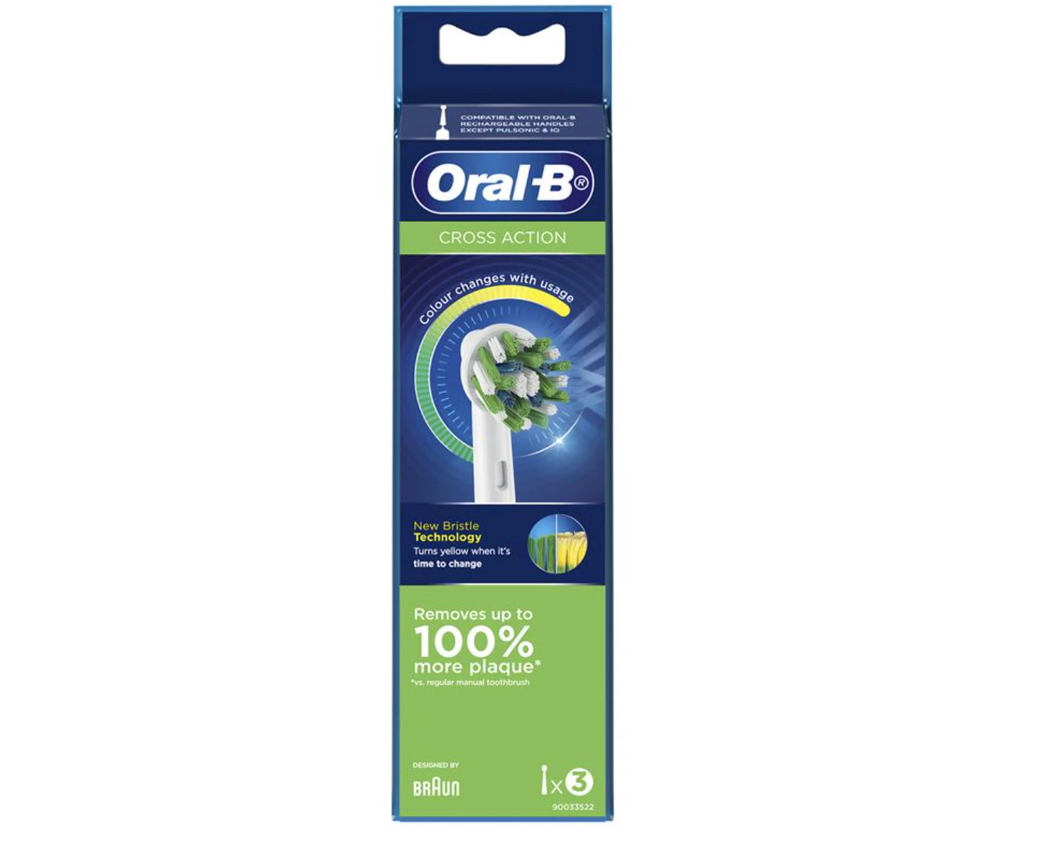 Oral B Power Toothbrush Cross Action Refills Rainbow 3 Pack