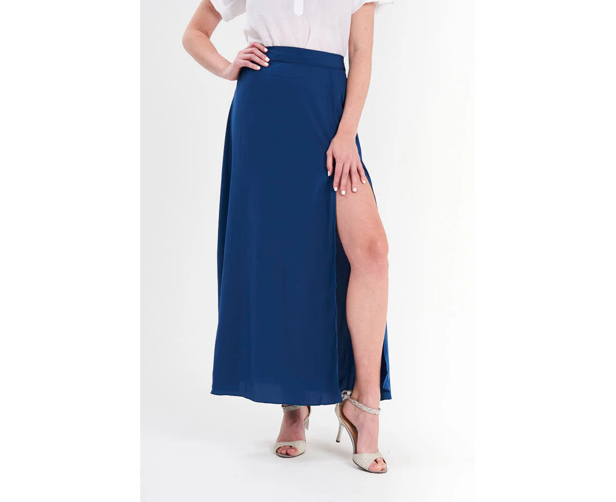 Siyona Maxi Plain Skirt - Blue