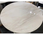 Ciara White Marble Round Dining Table/Lazy Susan/Cloud-like White Top - 1.5M, NO Lazy Susan