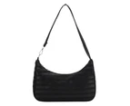 Fashion Women Summer Vacation Pure Color Woven Shoulder Underarm Bag Casual Ladies Handbags (black)