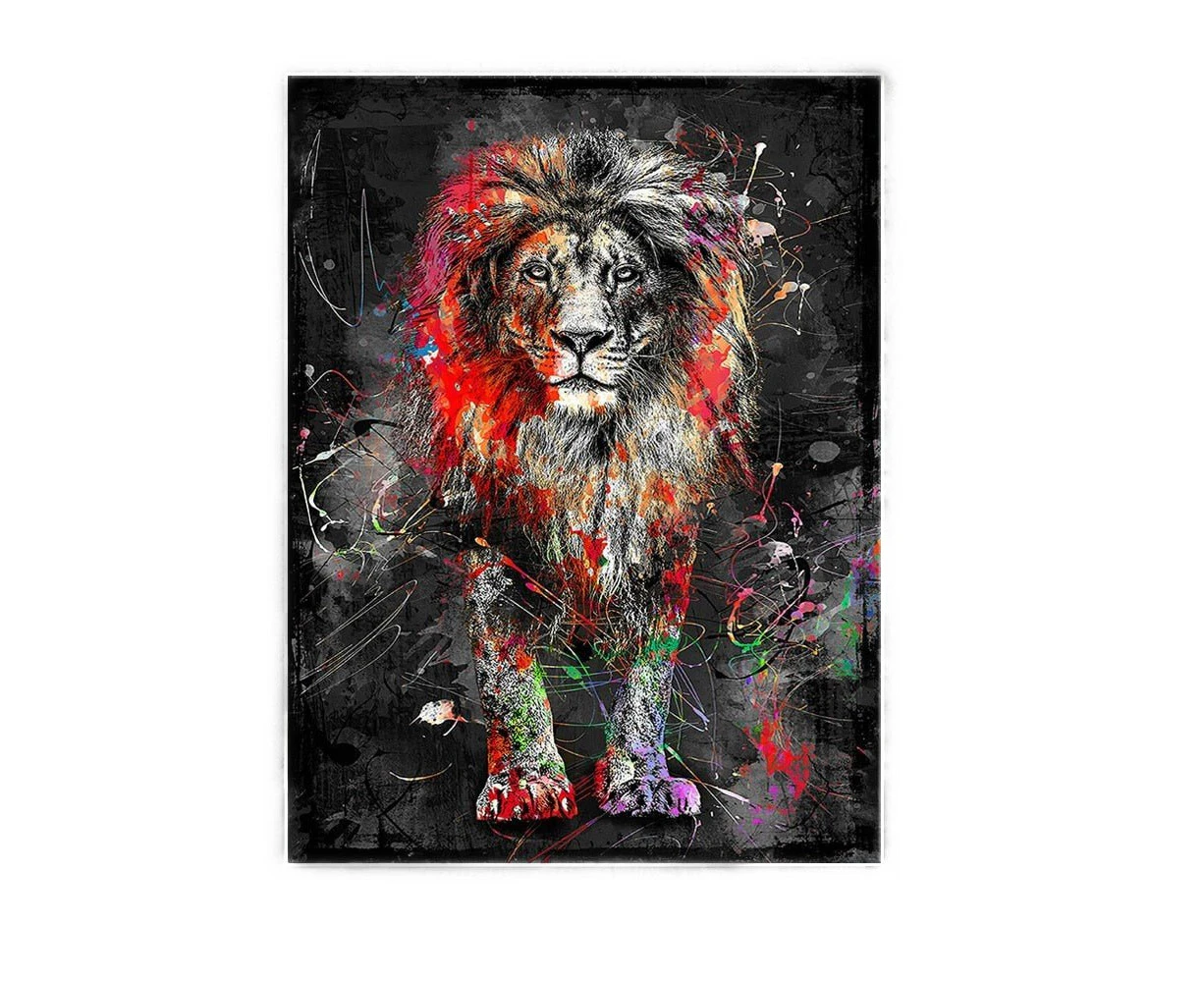 Graffiti Abstract Lion Canvas Wall Art Print (60x90cm)