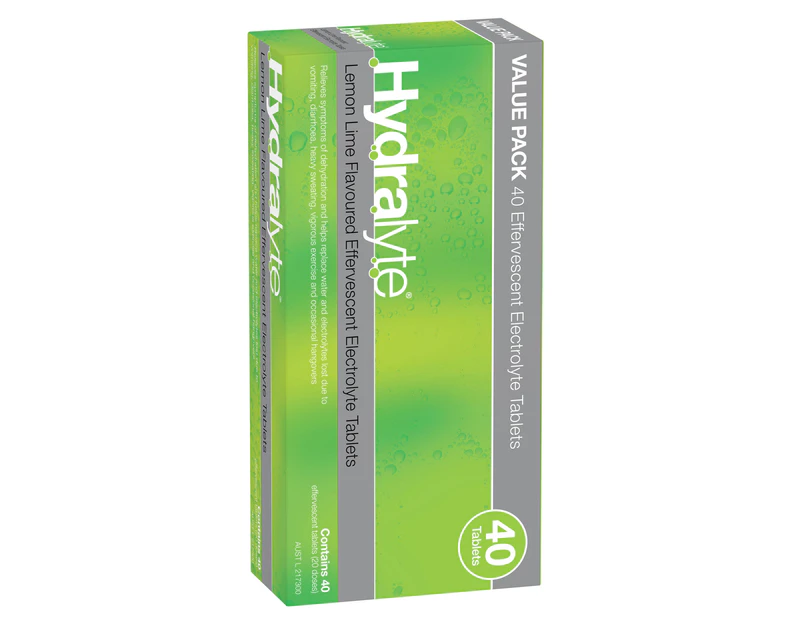 Hydralyte Effervescent Electrolyte Tablets Lemon Lime Flavoured 40 Tablets