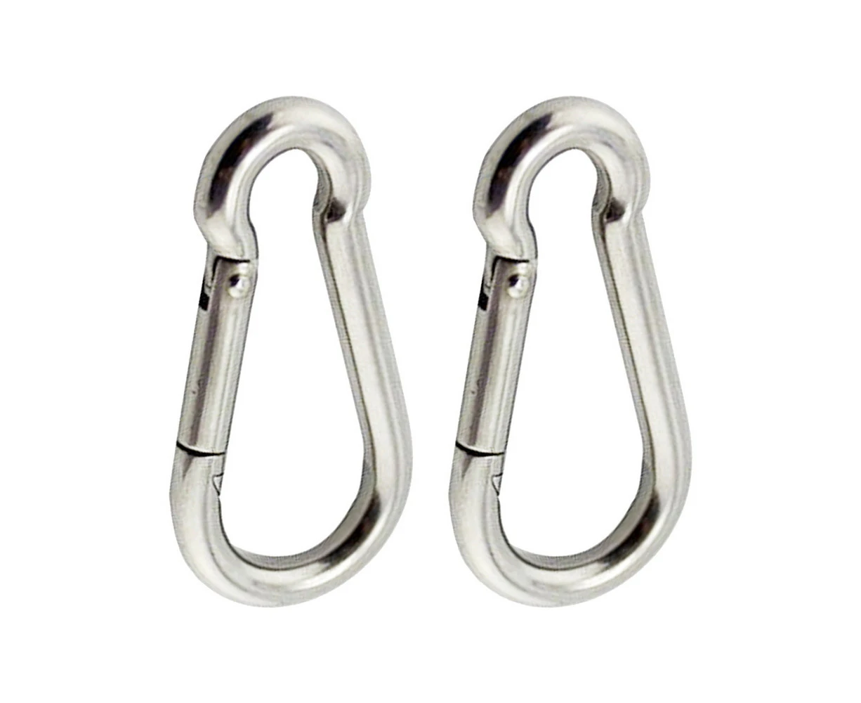 316 Stainless Steel Carabiner Heavy Duty Marine Grade, 50 mm 2 inch, 2pcs,Spring Clip Ring Snap Hooks Lock Camping Large Durable Climbing Holder