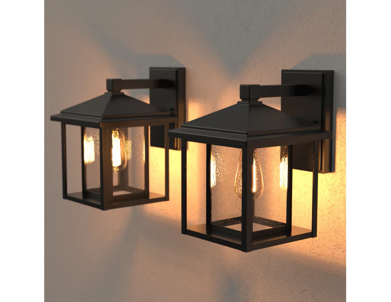 2PCS Classic Wall Ligh Exterior Wall Lantern Lamp IP44 Osaka Black