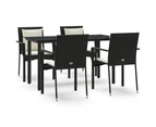 vidaXL 5 Piece Garden Dining Set with Cushions Black Poly Rattan