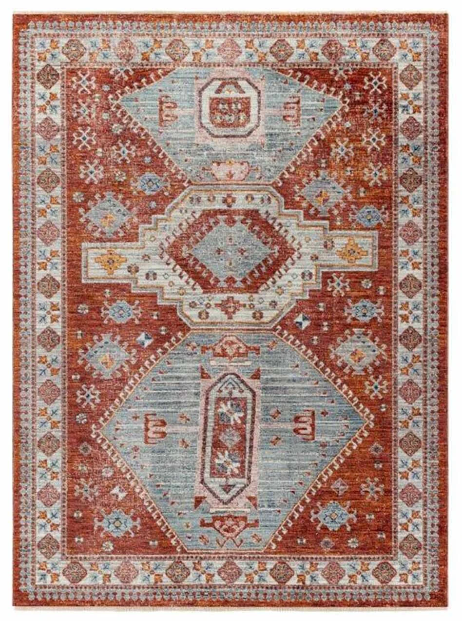 Marazion Distressed Classic Aztec Rust Traditional Floor Rug - 4 Sizes