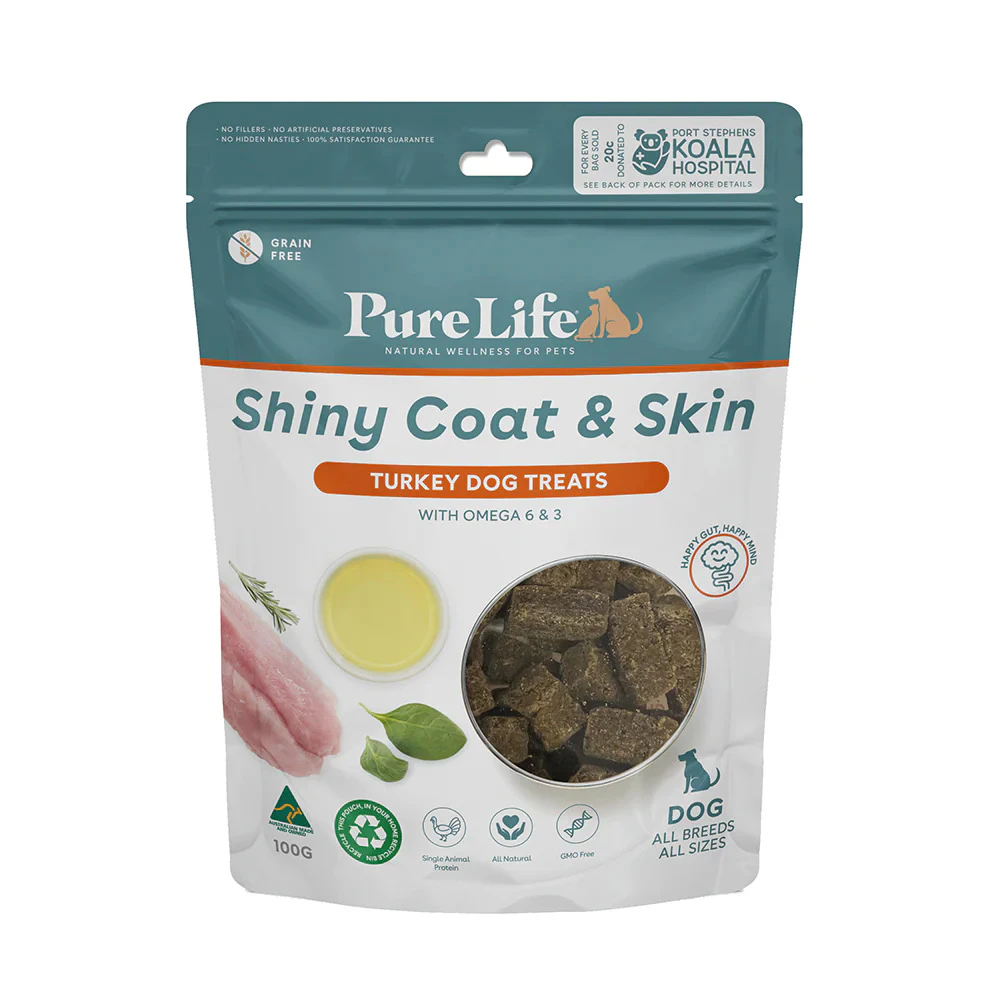 Shiny Coat & Skin 100g Turkey Dog & Puppy Australian Treats by Pure Life