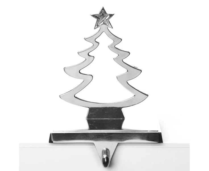 Hollow Chrome Tree Christmas Stocking Hanger