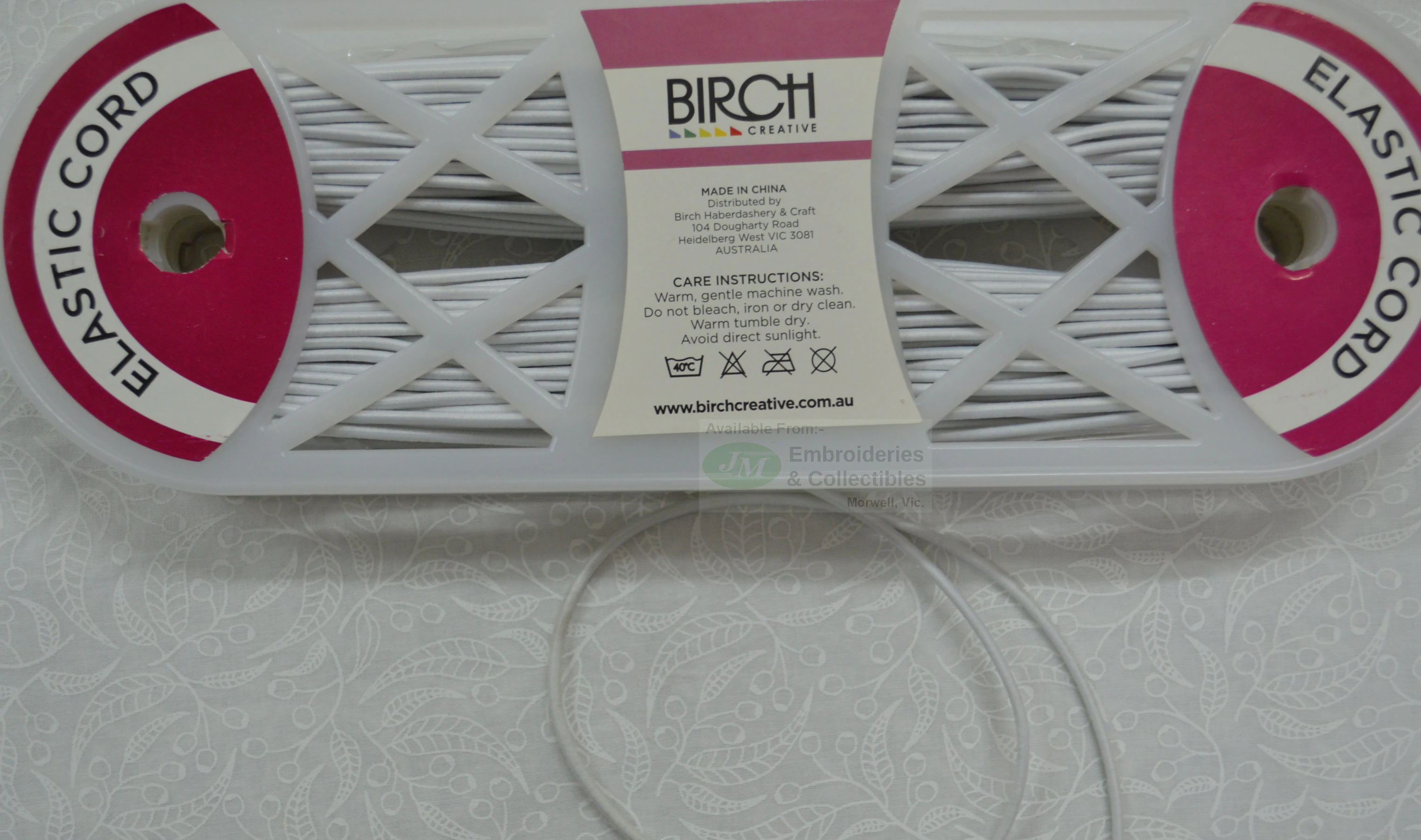 Birch 3mm Elastic Cord WHITE, Drawcord Elastic, Full 50m Roll