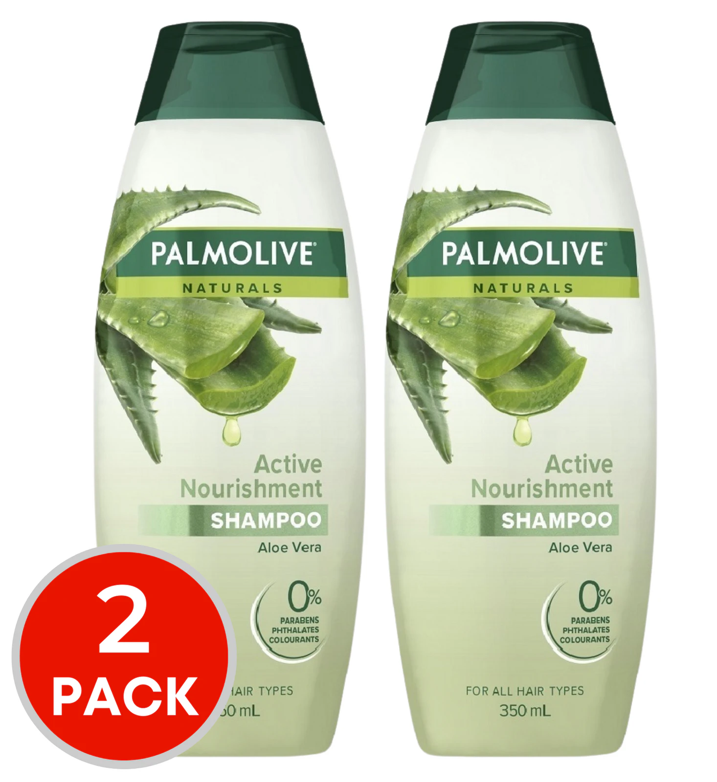 2 x Palmolive Naturals Active Nourishment Shampoo 350mL - Aloe Vera Paraben Free