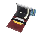 PU Leather Credit Card Holder Men's Money Cash Wallet Clip RFID Blocking Purse Dark Brown