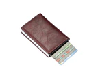 PU Leather Credit Card Holder Men's Money Cash Wallet Clip RFID Blocking Purse Dark Brown