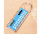 Mini Solar Transparent Ruler Calculator with Magnifier Student School Supplies-Silver