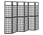 Wooden Room Divider Trellis Black Solid Fir Wood Folding Patio Screen Partition 242x180cm