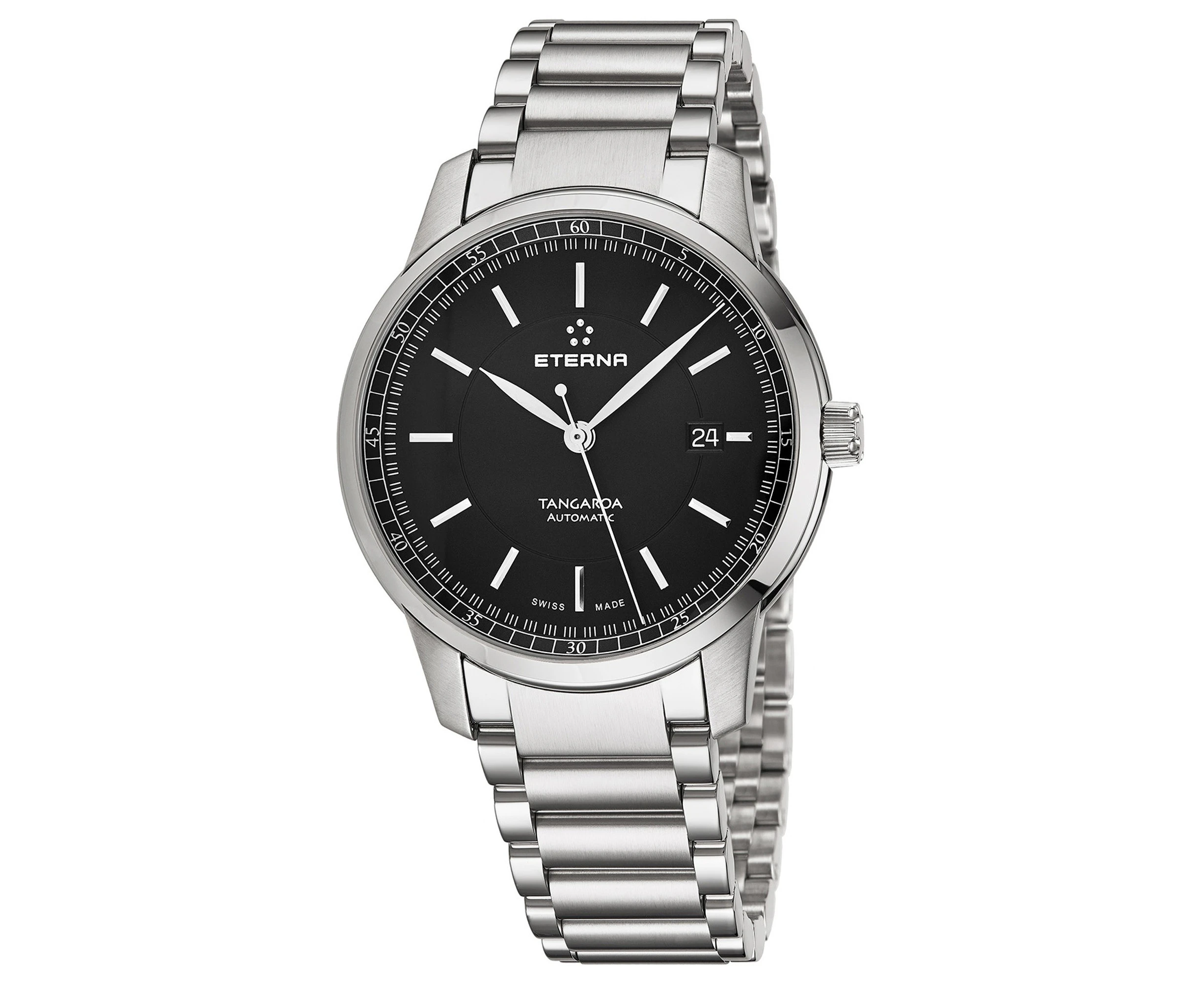 Eterna tangarda Mens Analog Automatic Watch with Stainless Steel bracelet Black