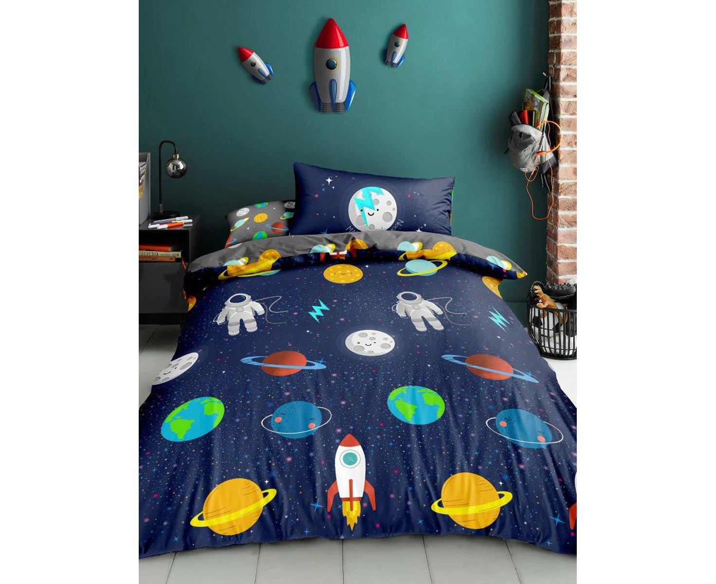 Space Single Duvet Cover and Pillowcase Set