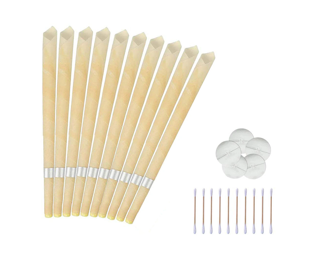 Ear Candles for Cleaning 10 Pieces, Ear Candles Earwax Remover Kit with Natural Beeswax, Ear Wax Candles with Protective Discs