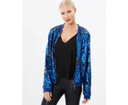 Siyona Two-Toned Sequin Bomber Jacket - Black