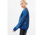 Siyona Two-Toned Sequin Bomber Jacket - Black