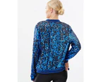 Siyona Two-Toned Sequin Bomber Jacket - Black