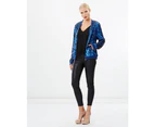 Siyona Two-Toned Sequin Bomber Jacket - Black