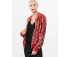 Siyona Two-Toned Sequin Bomber Jacket - Black