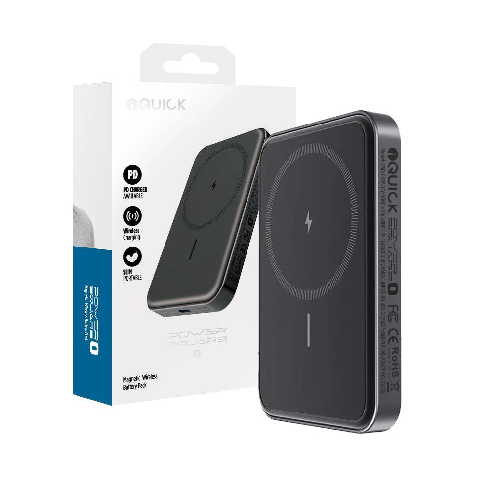 iQuick Magnetic Wireless Charging Power Bank 5000mAh 15W-Black