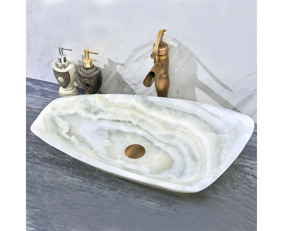 700*390*110mm Special Shape White Onyx Stone Above Counter Art Basin