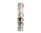 MIUZ 5-Tier Round Rotating Swivel Bookshelf Bookcase Cabinet White 39 x 39 x 160cm