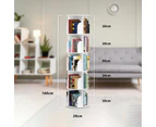 MIUZ 5-Tier Round Rotating Swivel Bookshelf Bookcase Cabinet White 39 x 39 x 160cm