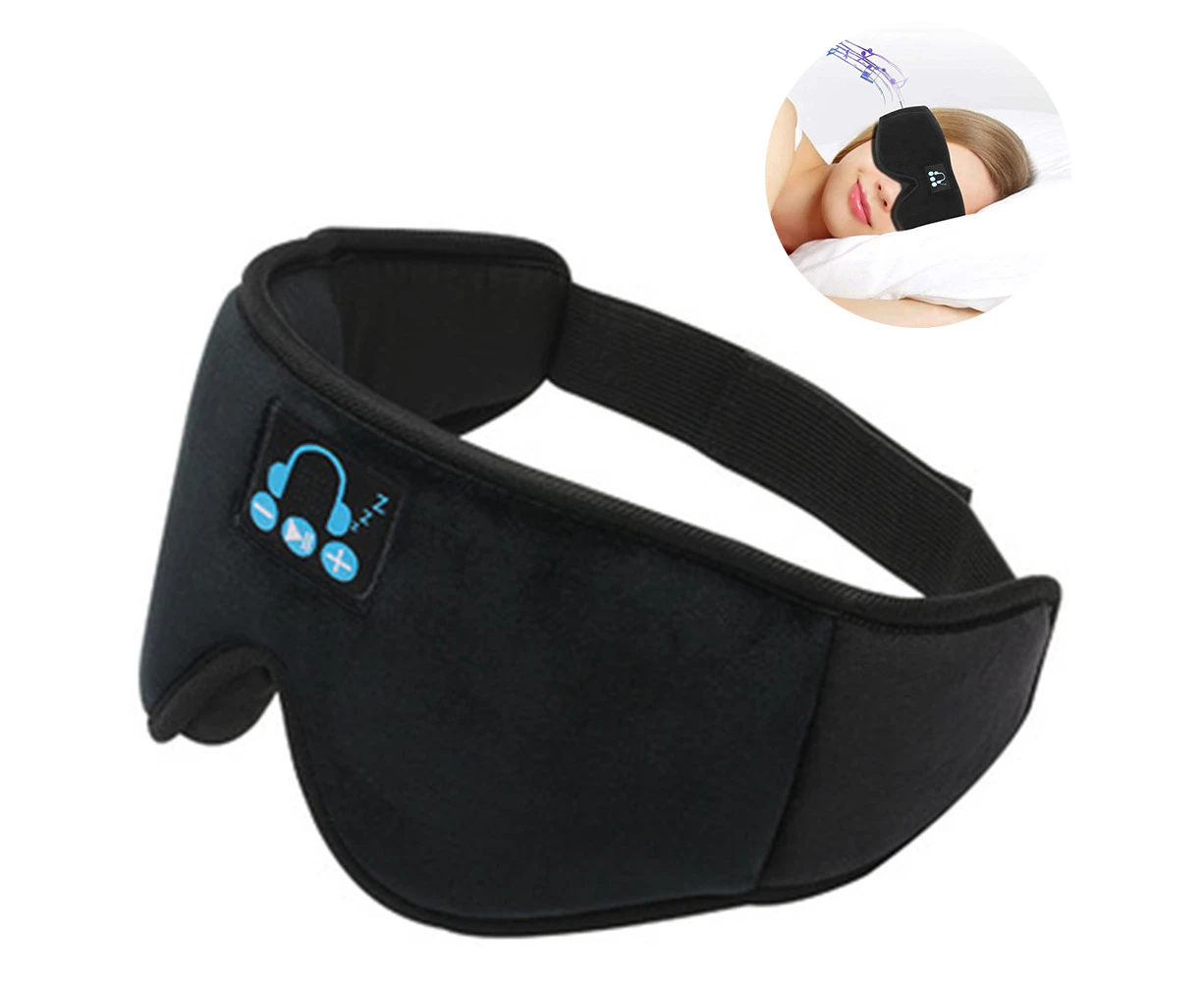 Sleep Mask with Bluetooth Headphones, 3D Sleeping Blackout Eye Cover with Ultra-Thin Stereo Speakers & Mic - Black