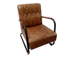 Drava Leather & Iron Accent Chair