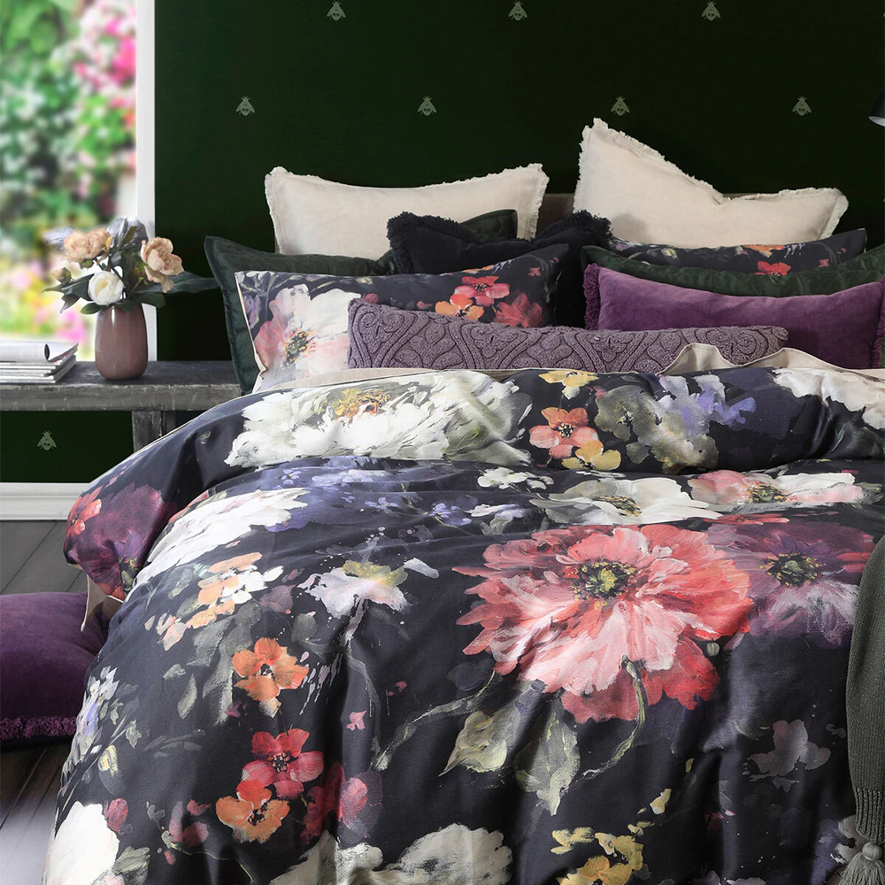 MM Linen Dita 300 TC Cotton Sateen Floral Quilt Cover Set - Multicoloured