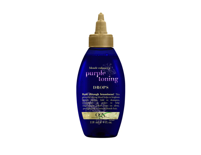 OGX Blonde Enhance + Purple Toning Drops For Blonde Coloured Hair 118mL