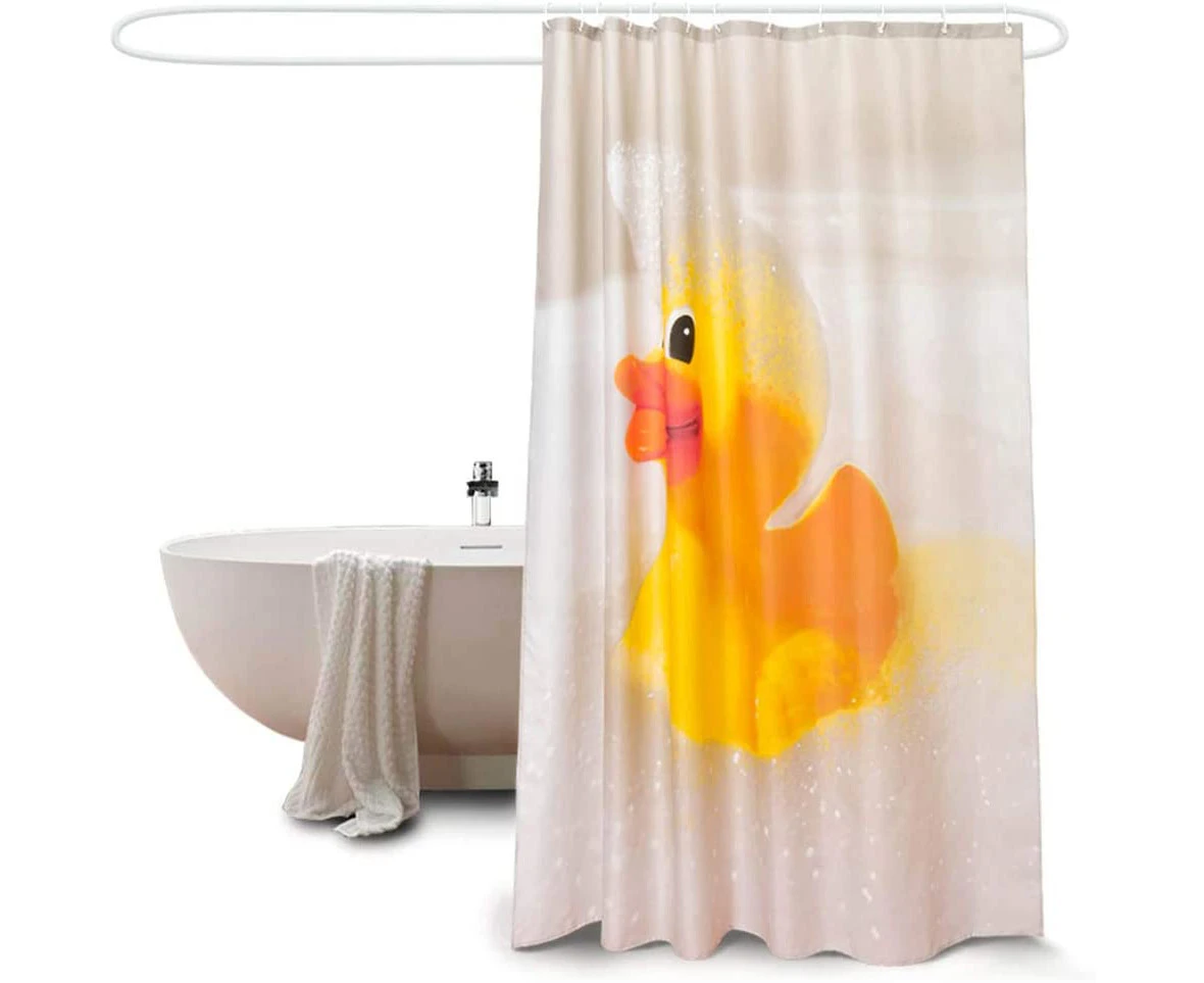 Classic Carton Rubber Duck Kids Waterproof Washable Polyester Shower Curtain with Hooks72inchX78inch